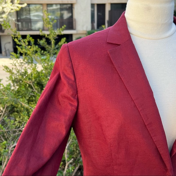 MORGANE LE FAY Designed By Liliana Casabal Linen/ Lycra Blazer Burnt Red Color - Picture 2 of 10